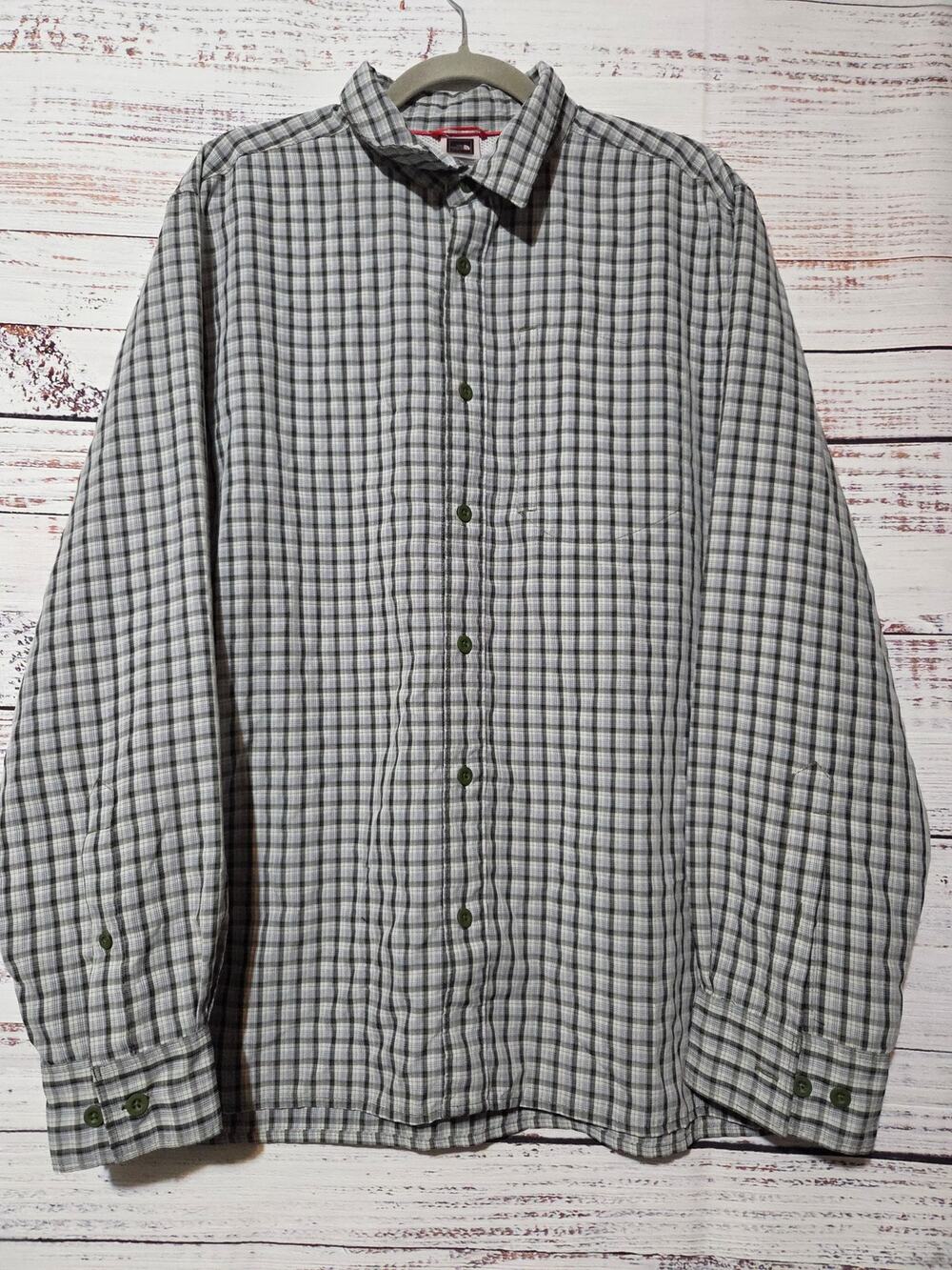 Northface Shirt Men's Large Button Front Long Sleeve Vented Shoulder